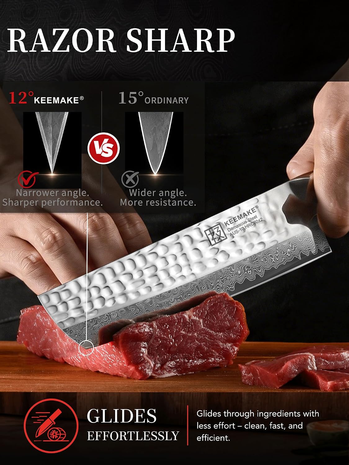 KEEMAKE Nakiri Chef Knife, 7 Inch 67-Layer Damascus Japanese Kitchen Knife with Ergonomic Pakkawood Handle, Ultra Sharp Non-Slip Cooking Knife with Ash Sheath & Dad Gift Box